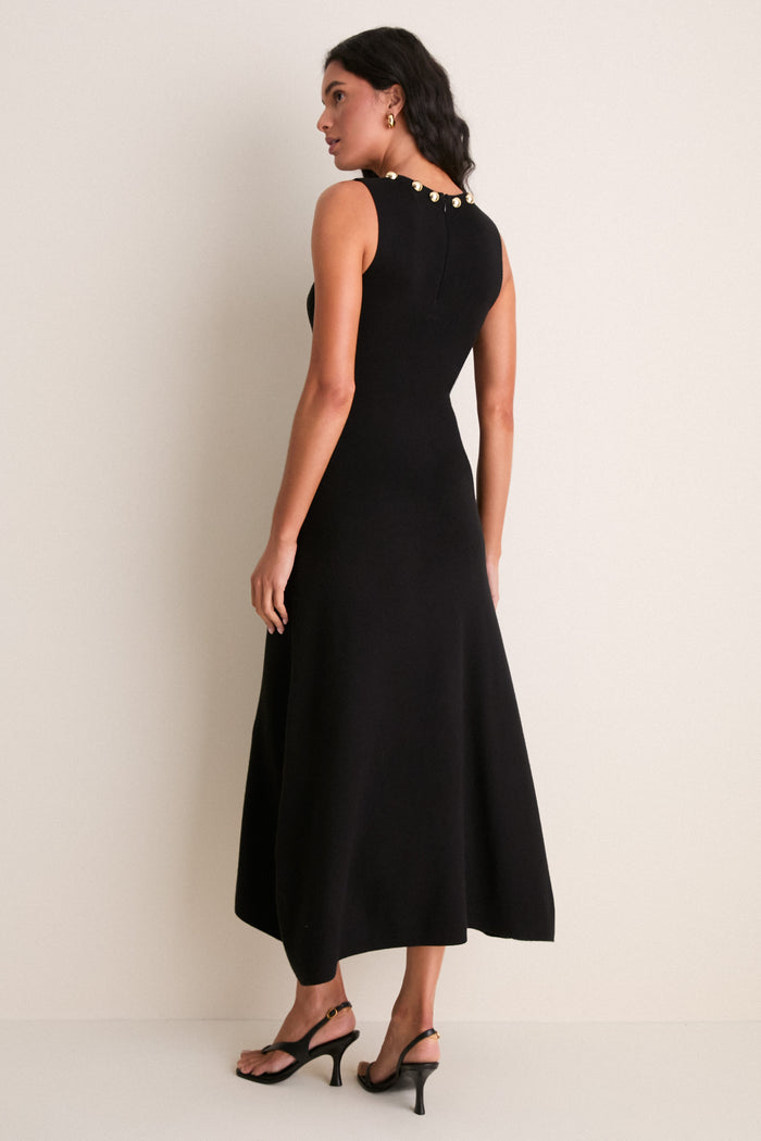 Black Knit & Gold Hardware Prescott Maxi Dress