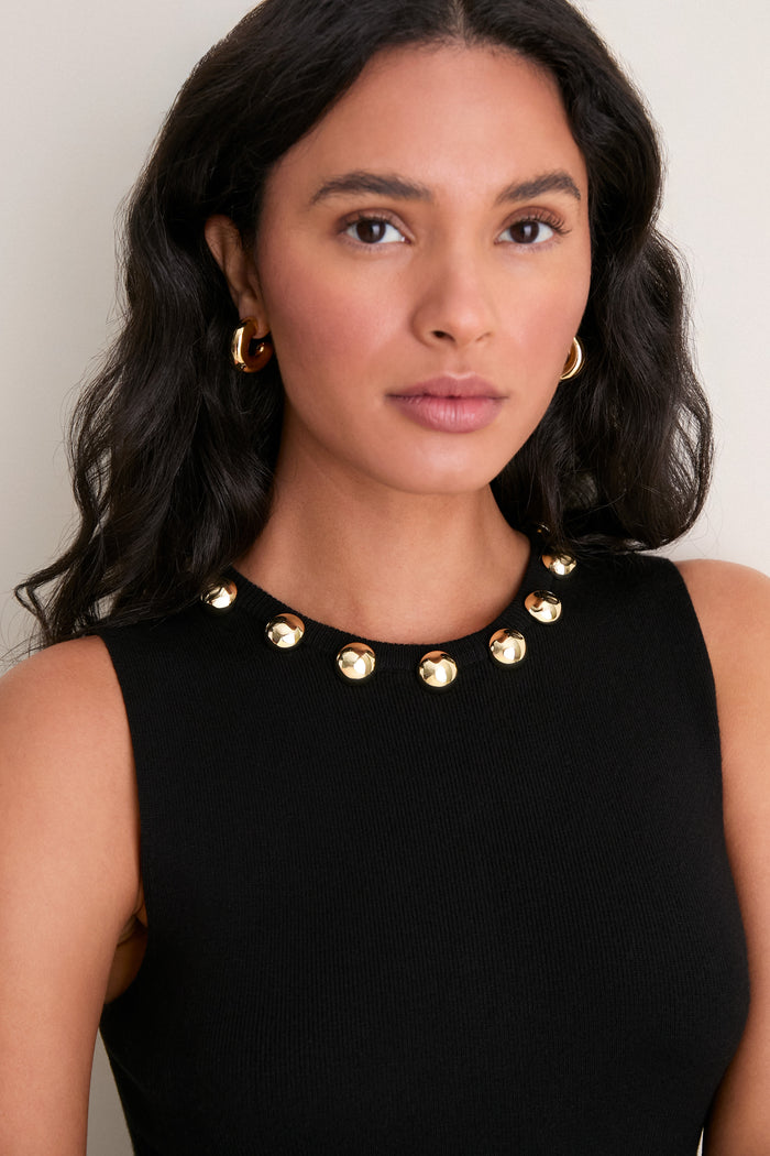 Black Knit & Gold Hardware Prescott Maxi Dress