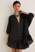 Black La Ponche Frill Mini Dress