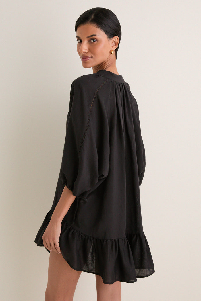 Black La Ponche Frill Mini Dress