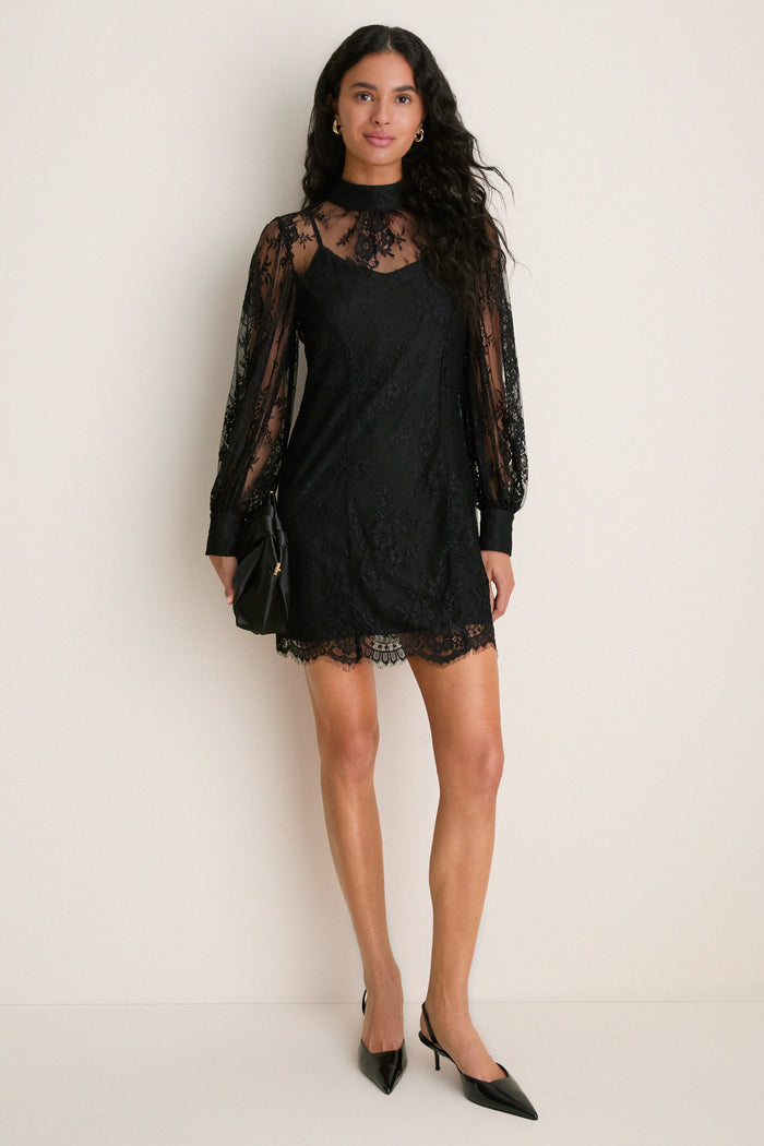 Black Lace Adalyn Mini Dress