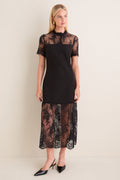 Black Lace Adelia Midi Dress