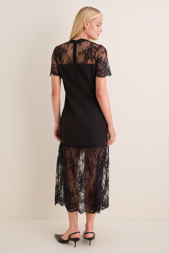 Black Lace Adelia Midi Dress
