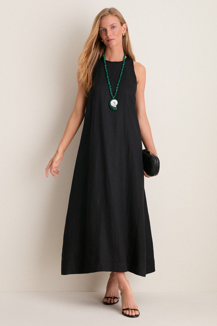 Black Linen Portia Dress