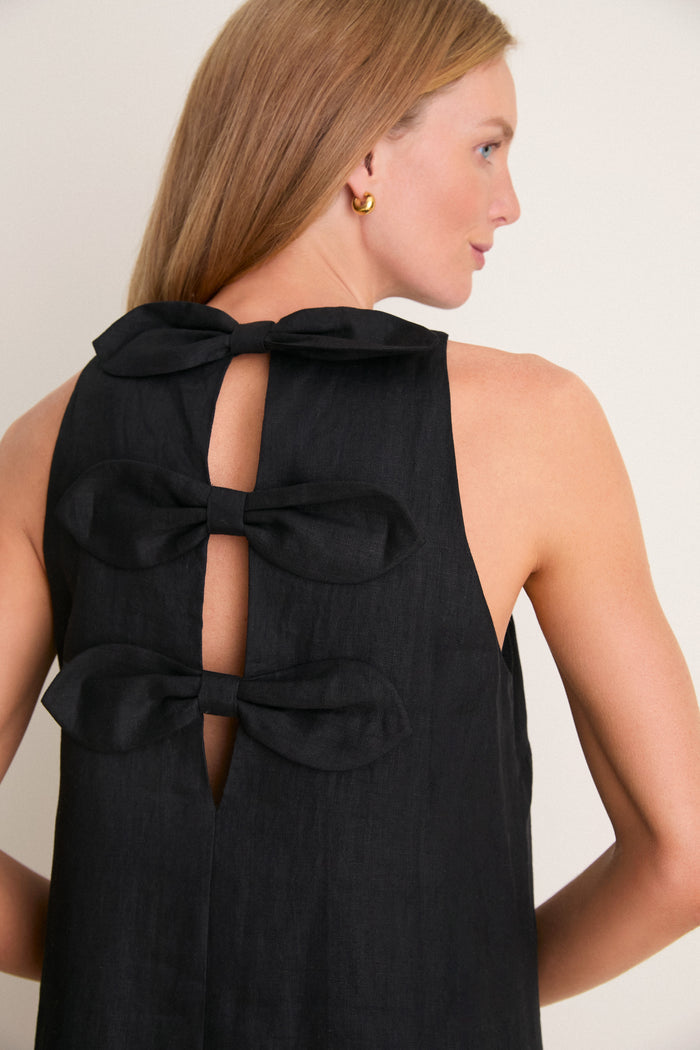 Black Linen Portia Dress