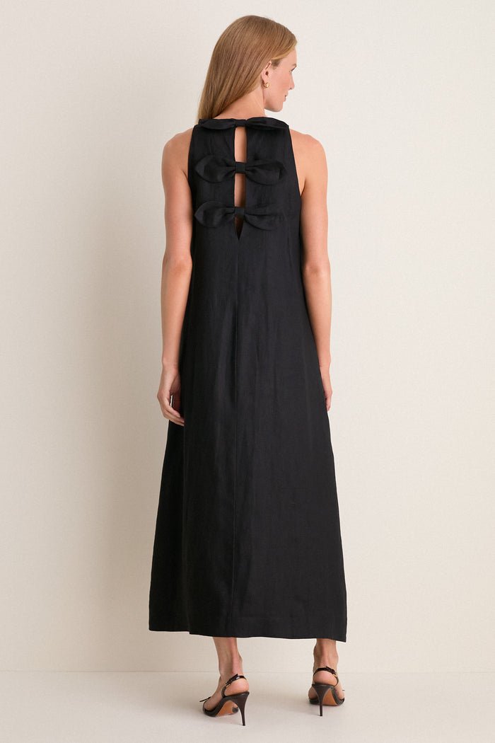 Black Linen Portia Dress
