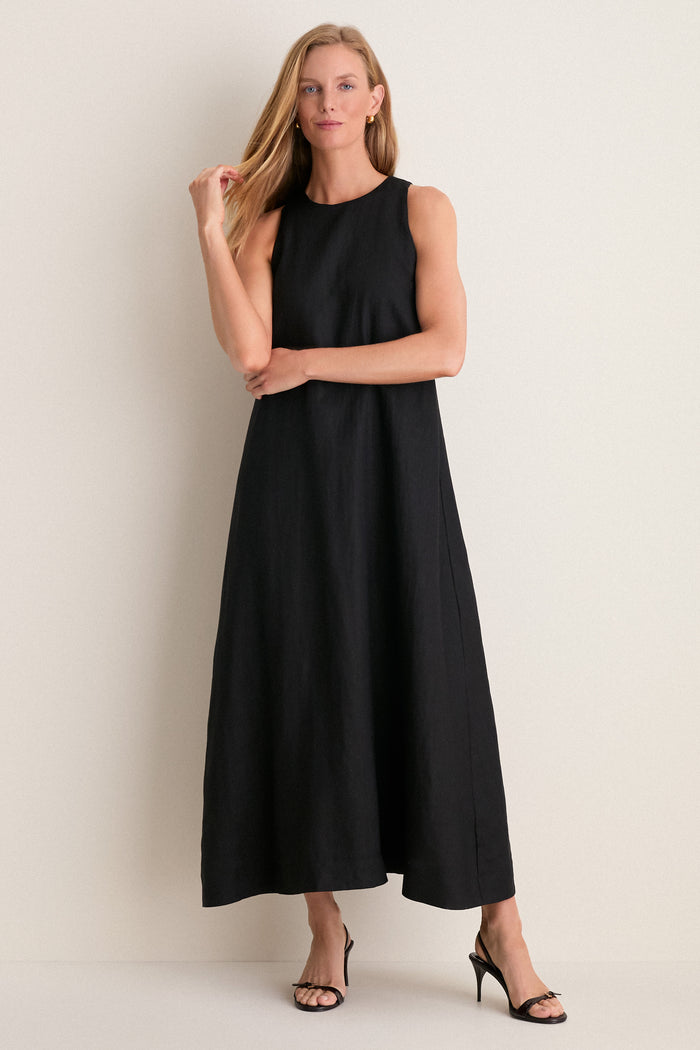Black Linen Portia Dress