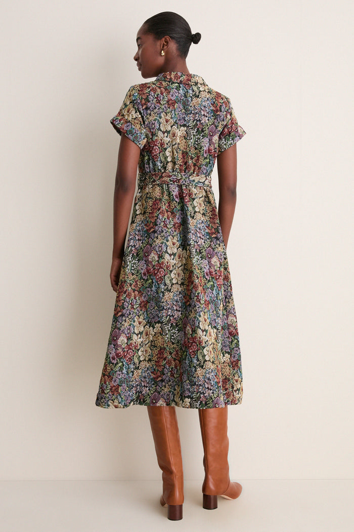 Black Multi Floral Mischa Midi Dress