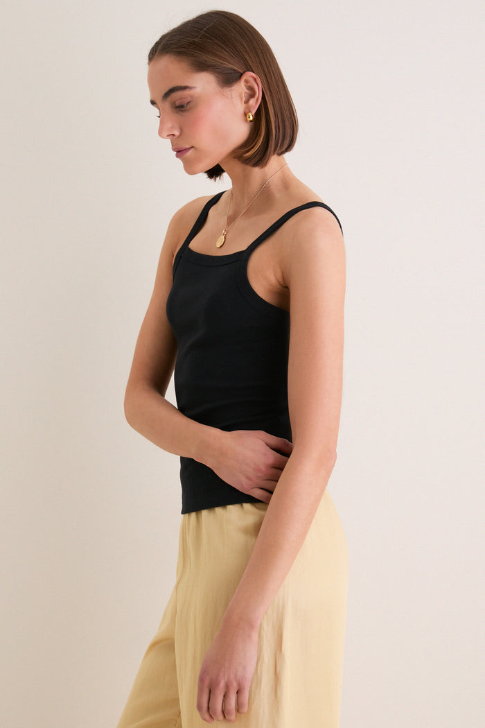 Black Nando Square Neck Tank