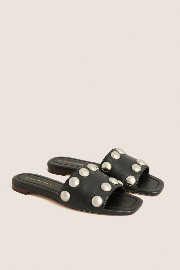 Black Nappa Studded Hayes Sandals