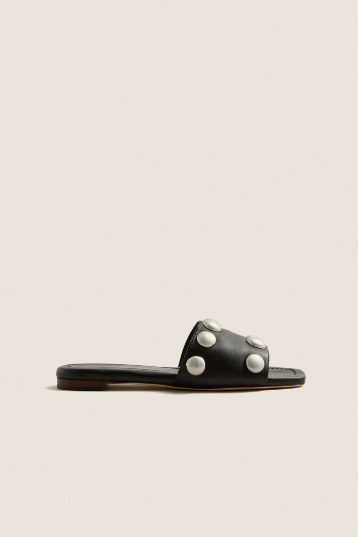 Black Nappa Studded Hayes Sandals