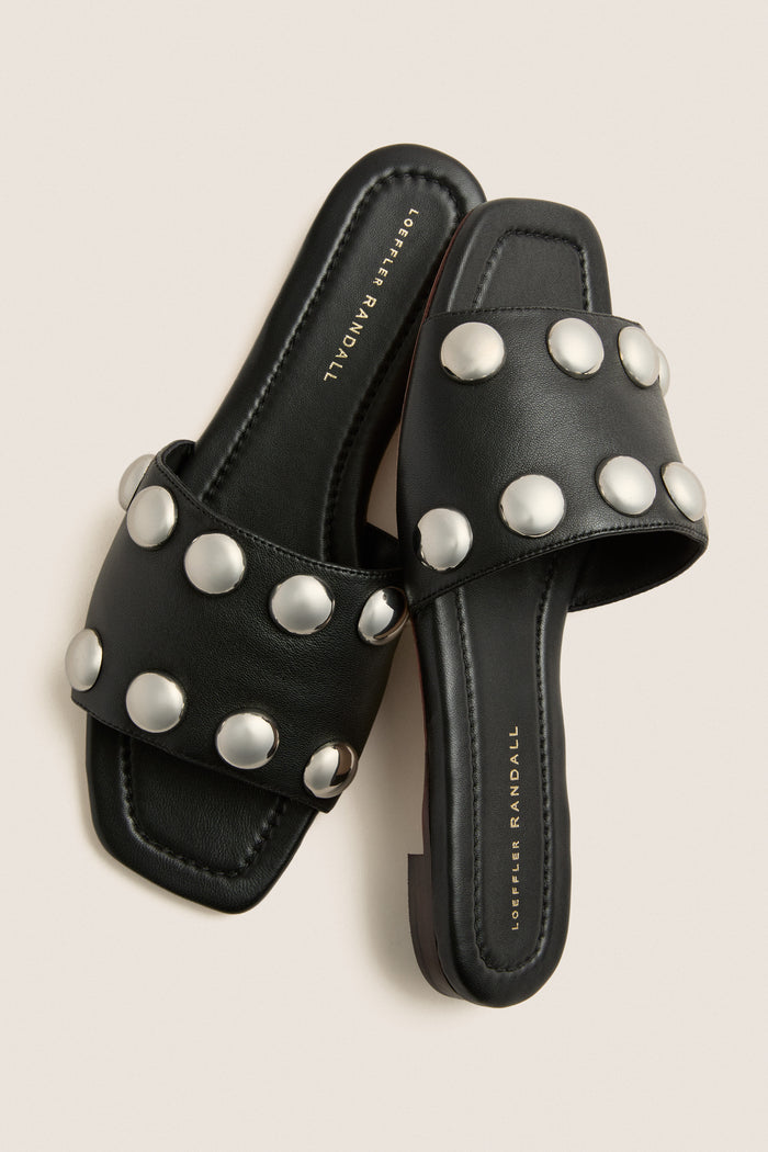 Black Nappa Studded Hayes Sandals