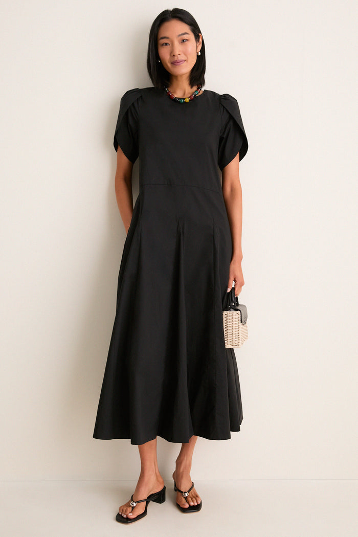 Black Puff Sleeve Lindy Maxi Dress