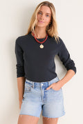 Black Ribbed Long Sleeve Sally Tee