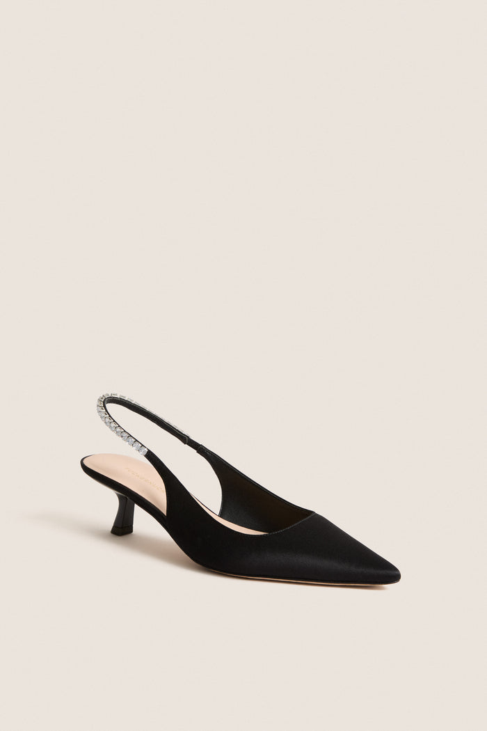 Black Satin Audrey Heels