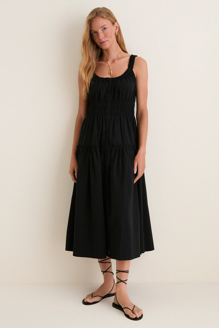 Black Seersucker Landis Dress