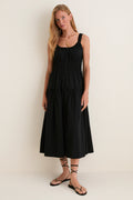 Black Seersucker Landis Dress