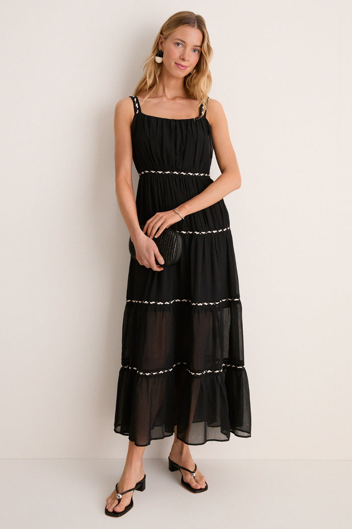 Black Smocked Ric Rac Sabina Dress