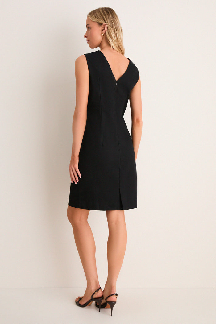 Black Stretch Cotton Twill  Lucia Dress