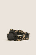 Black Wrapped Leather Buckle Belt