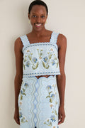 Blue Audra Embroidery Tank Top