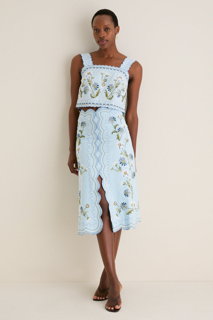 Blue Audra Embroidery Tank Top