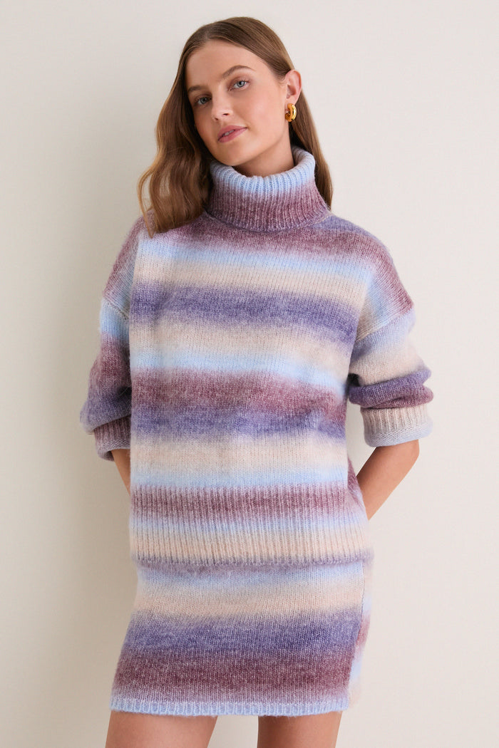 Blue Brown Ombre Erin Turtleneck Sweater