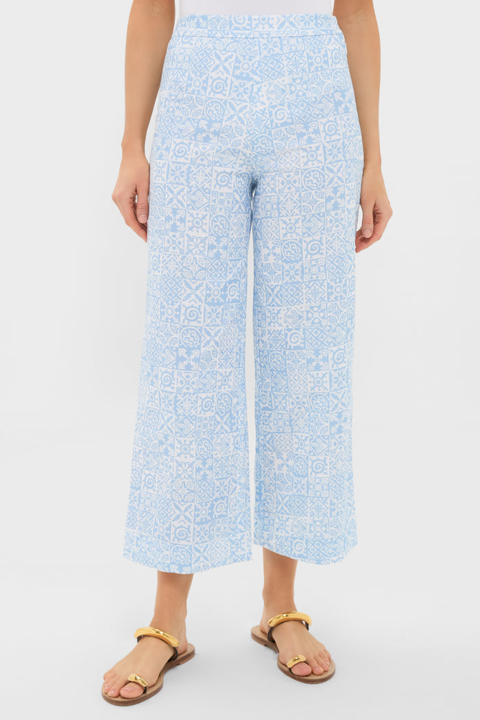 Blue Checkerboard Cropped Pant