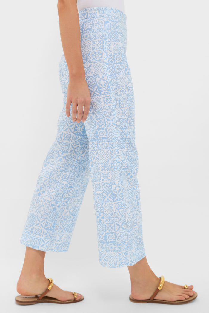 Blue Checkerboard Cropped Pant