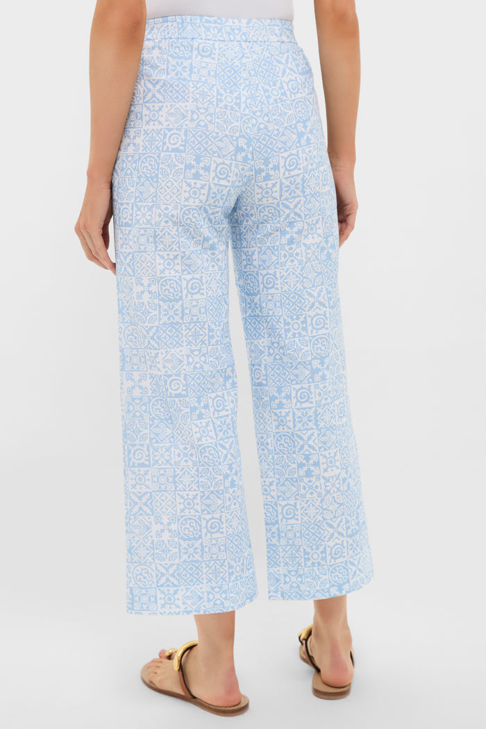 Blue Checkerboard Cropped Pant