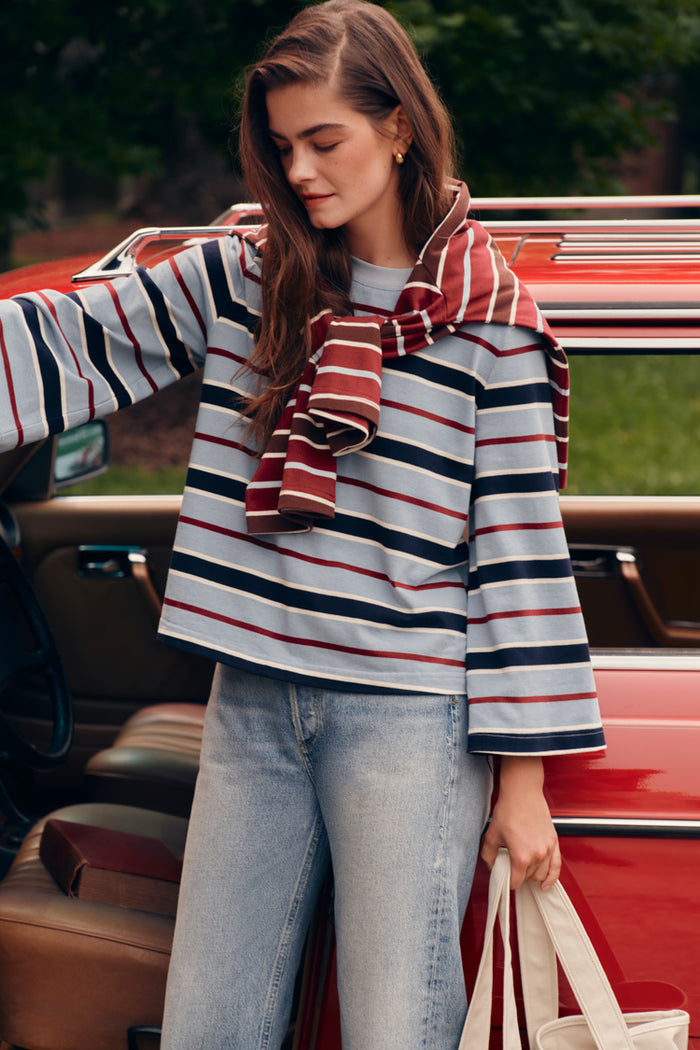 Blue Collegiate Stripe Adler Tee