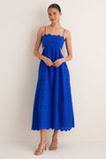 Blue Eyelet Cut-Out Larkspur Dress
