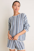 Blue Grotto Crochet Capri Crewneck