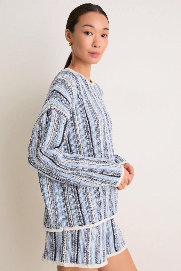 Blue Grotto Crochet Capri Crewneck