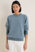Blue Indigo Stone Washed Cotton Anne Crewneck Sweater