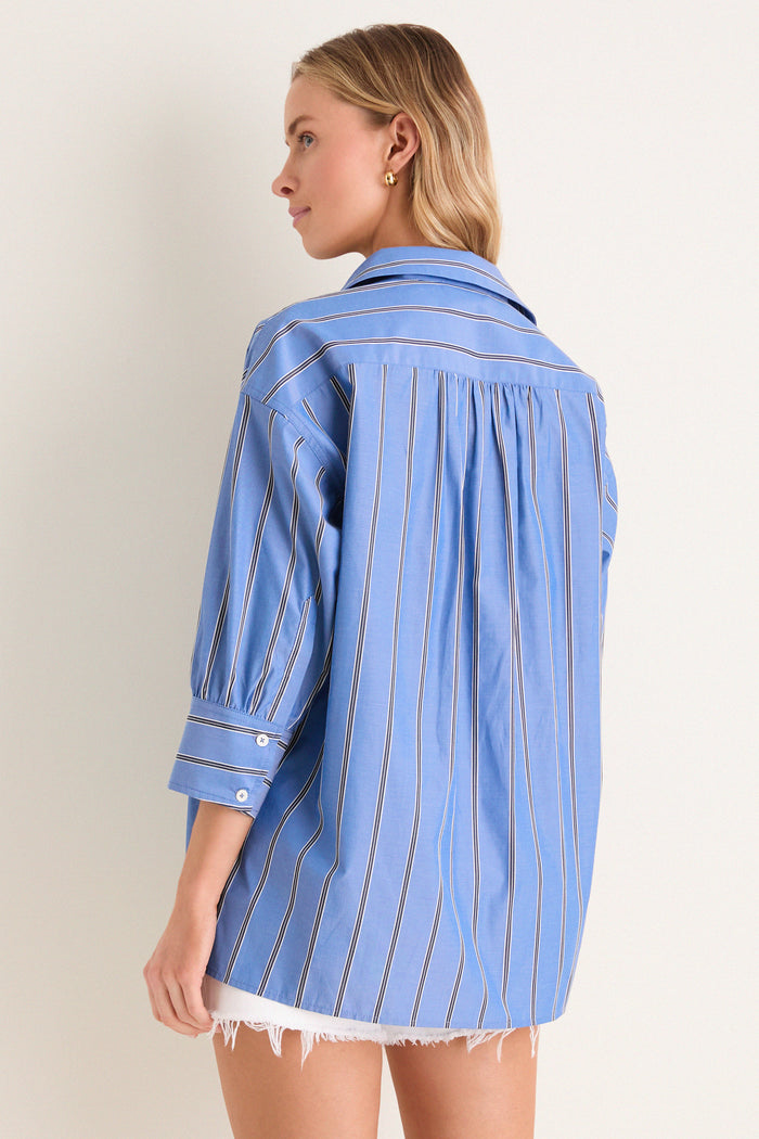 Blue Indigo Stripe Adair Boyfriend Shirt