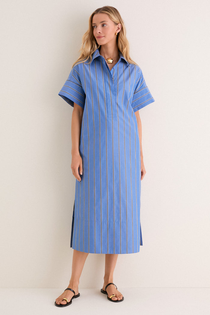 Blue Indigo Stripe Reina Dress