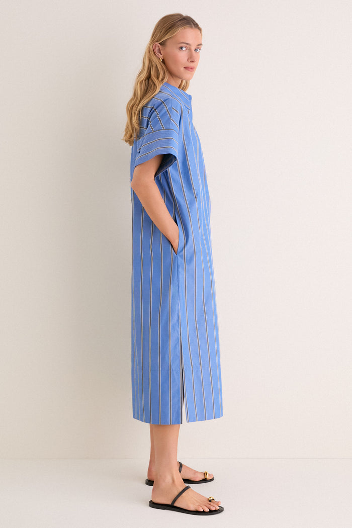 Blue Indigo Stripe Reina Dress