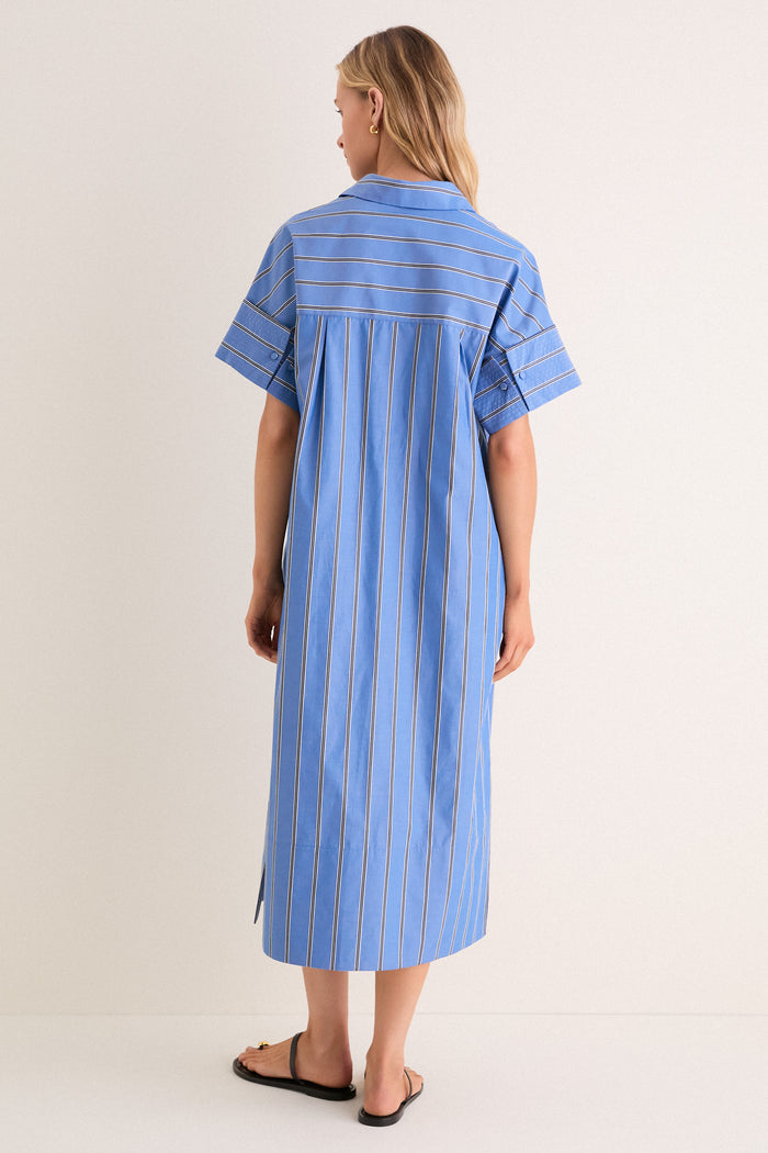 Blue Indigo Stripe Reina Dress