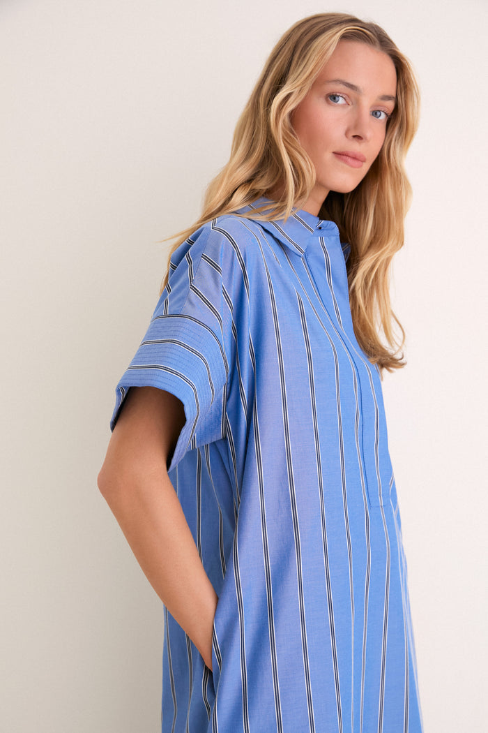 Blue Indigo Stripe Reina Dress