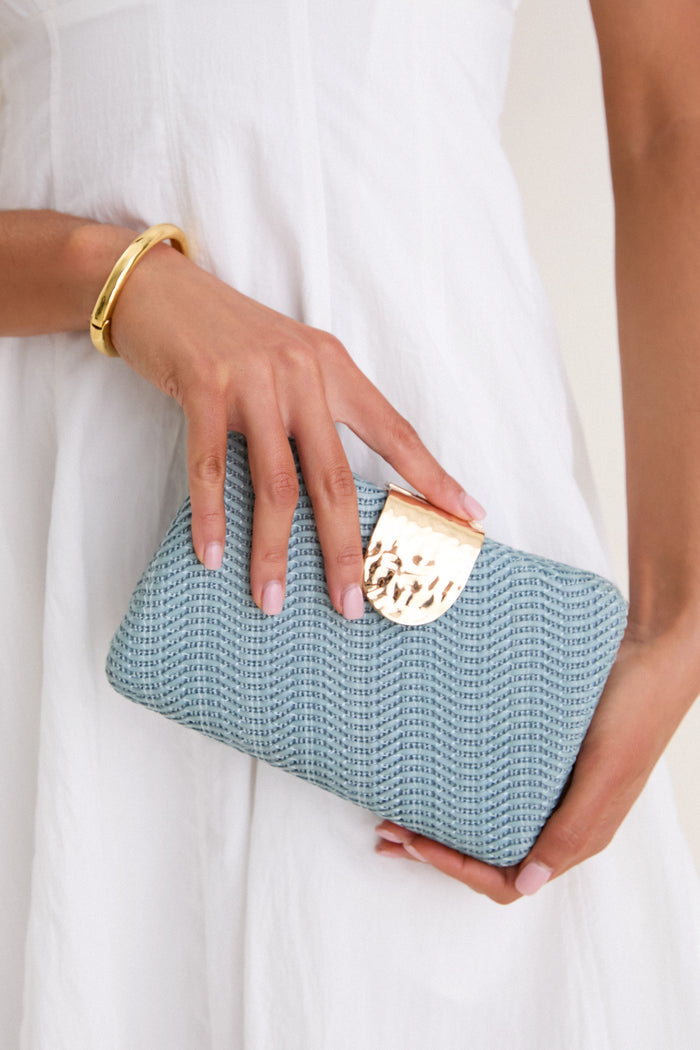 Blue Lindy Woven Clutch