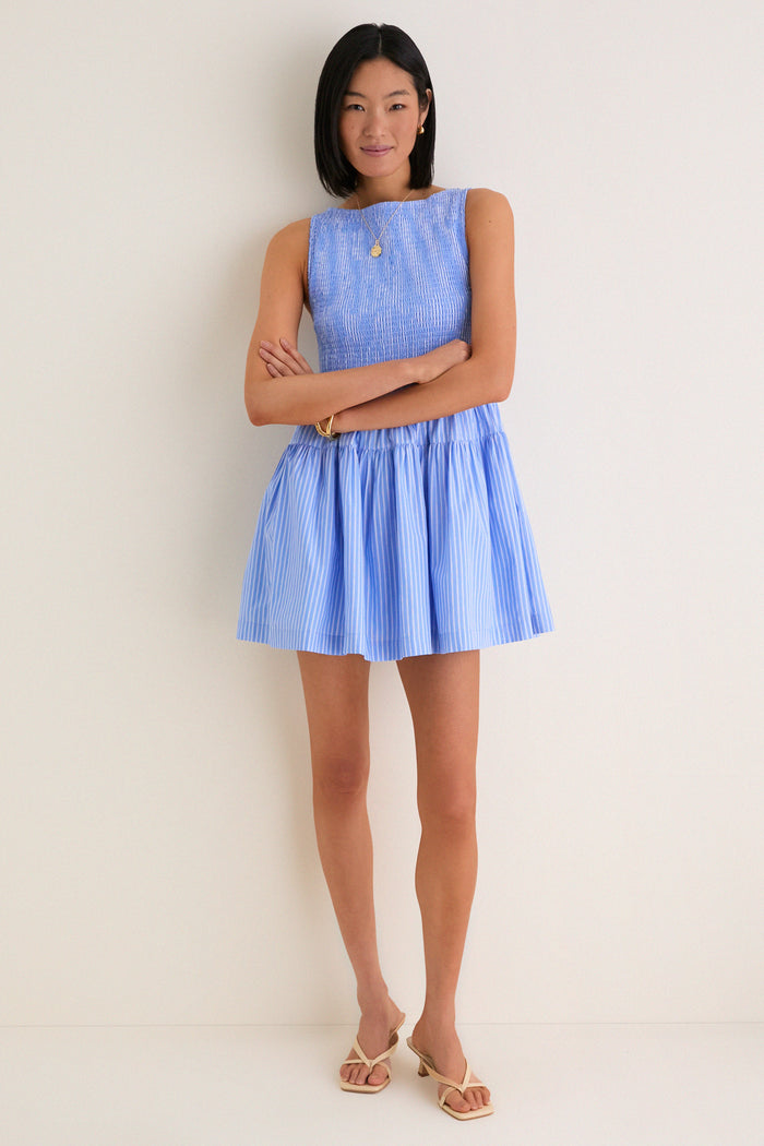 Blue Stripe Cosima Mini Nap Dress