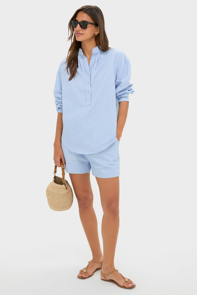 Blue Stripe Seersucker Lane Shorts