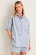 Blue Stripe Seersucker Nadine Button Down