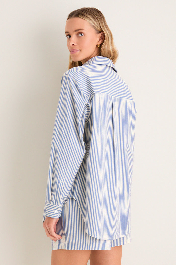 Blue Stripe Seersucker Nadine Button Down