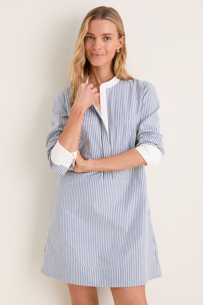 Blue Stripe Seersucker Rohan Shirt Dress