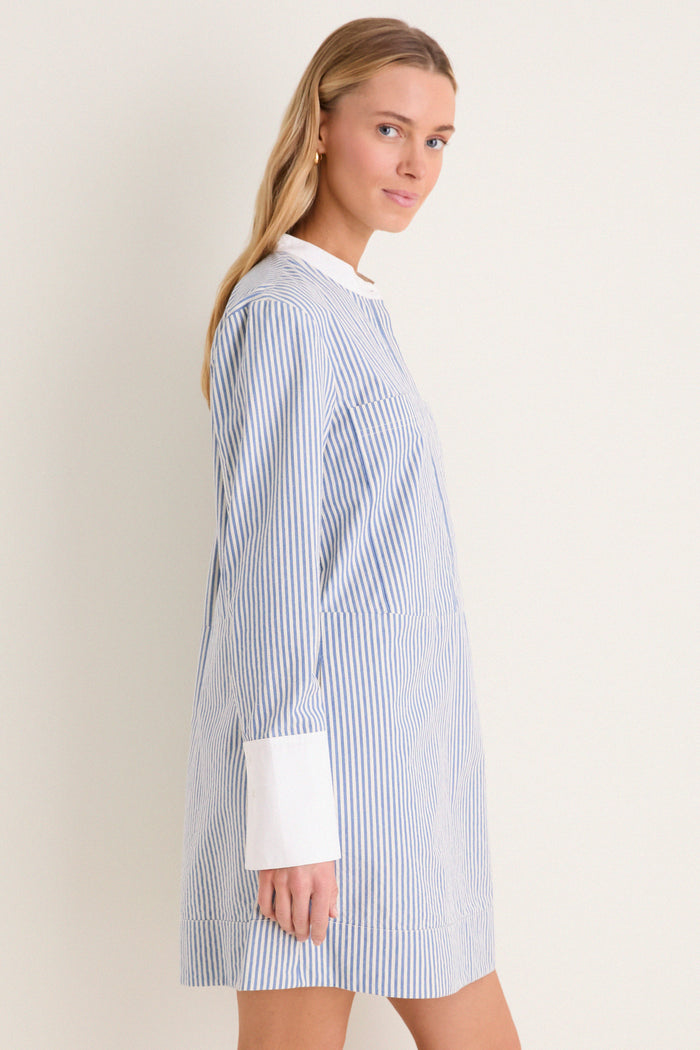 Blue Stripe Seersucker Rohan Shirt Dress