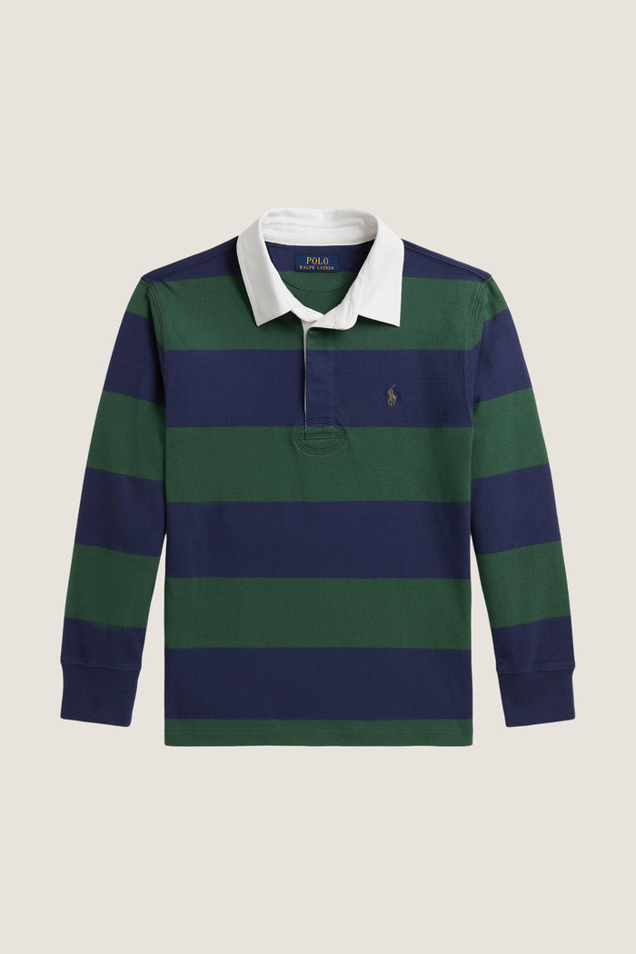 Boys Long-Sleeve Cotton Jersey Striped Rugby Polo