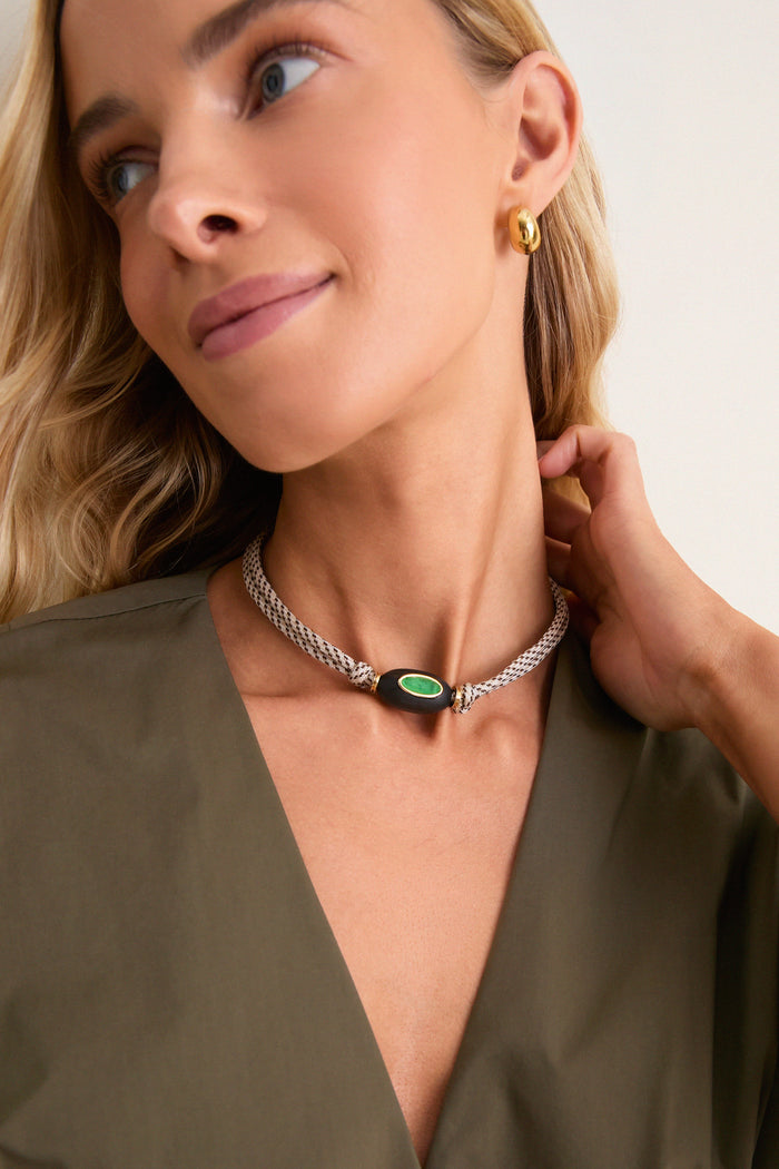Brown and Off White Driftwood Collar Necklace
