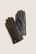 Brown and Olive Rudson Patchwork Leather Gloves